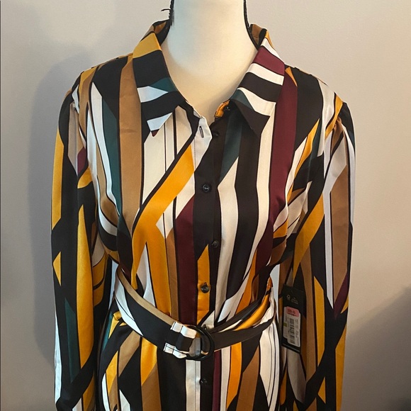 Karl Lagerfeld NWT stripped retro look dress asymmetrical size 14 - Picture 2 of 13